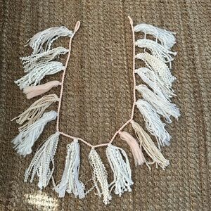 MACRAME WALL ART WOVEN BABY SOFT PINK WHITE CREAM COLORED